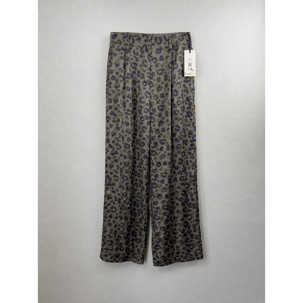 ba&sh Women's Size 38 Leopard Print Wide Leg Pants High Rise Pleated NWT - Picture 2 of 9